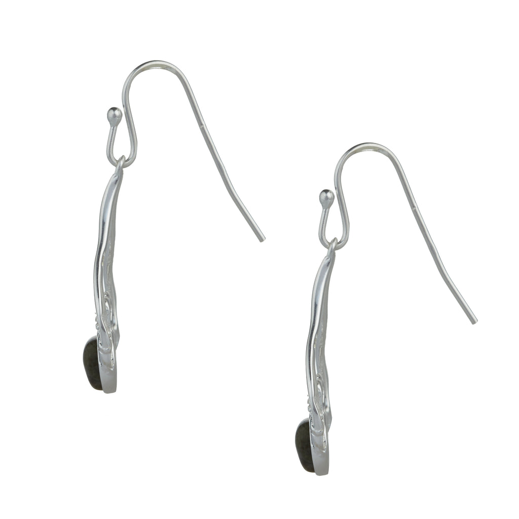 Claddagh Connemara Marble Silver Drop Earrings