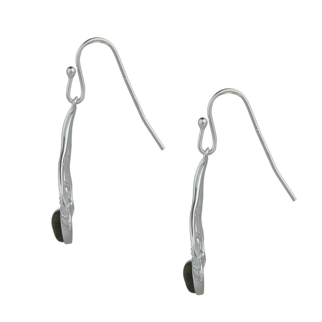 Claddagh Connemara Marble Silver Drop Earrings