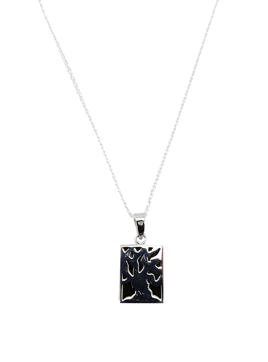 Pendant Fairy Tree silver silhouette with Connemara Marble background