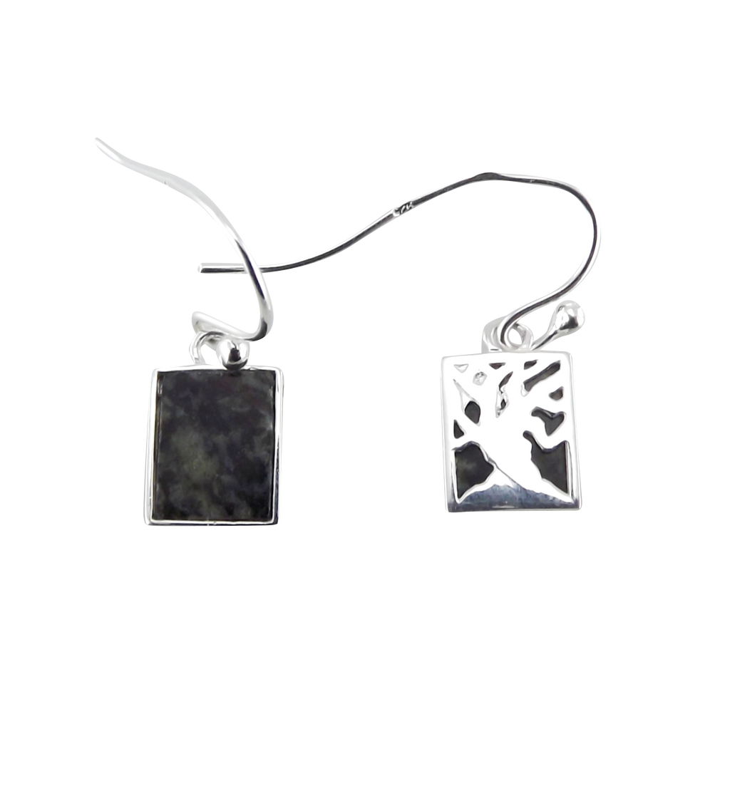 Fairy Tree Earrings Silver Connemara marble