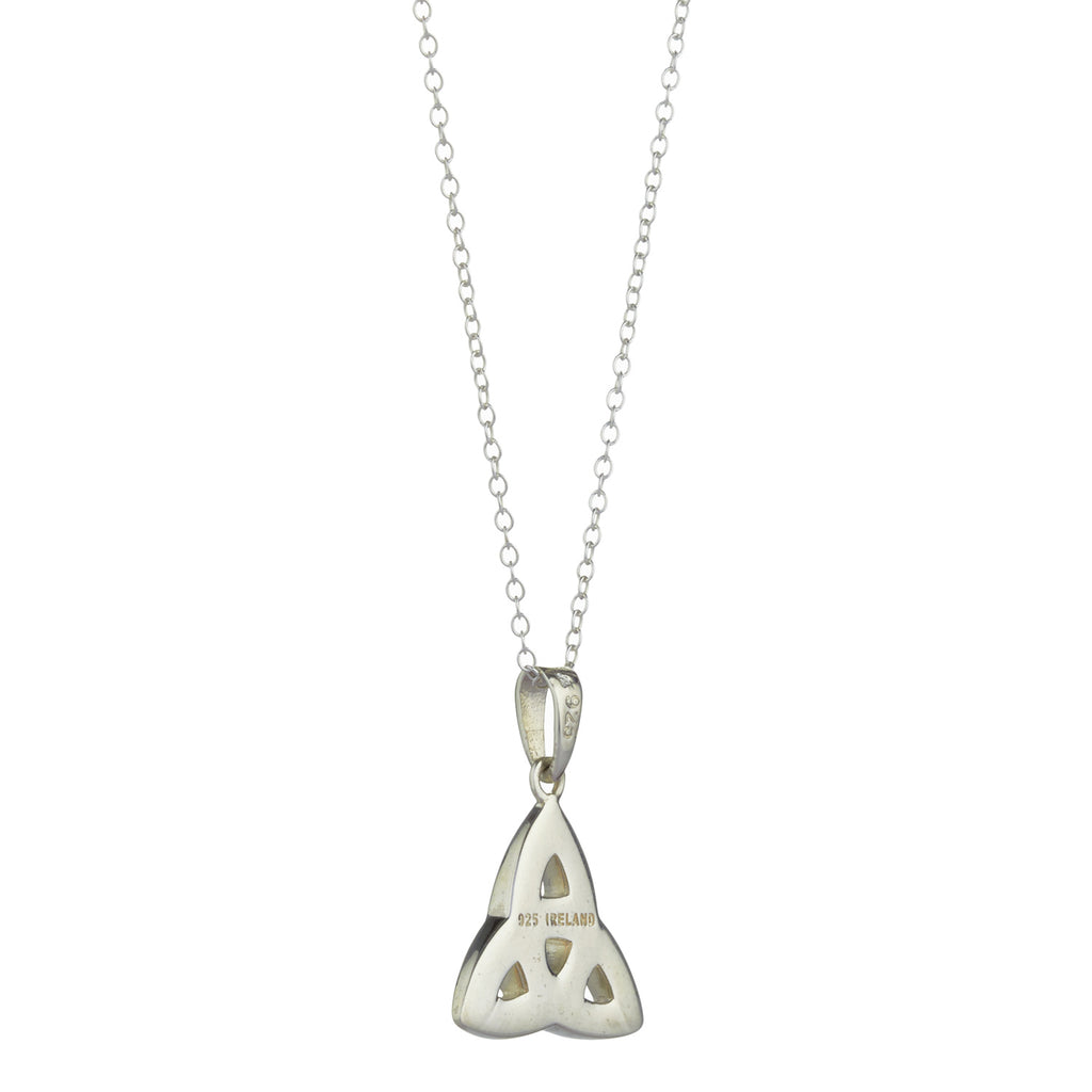 Trinity Knot Pendant For Women In Silver And Connemara Marble