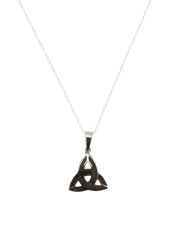 Trinity Knot Pendant For Women In Silver And Connemara Marble