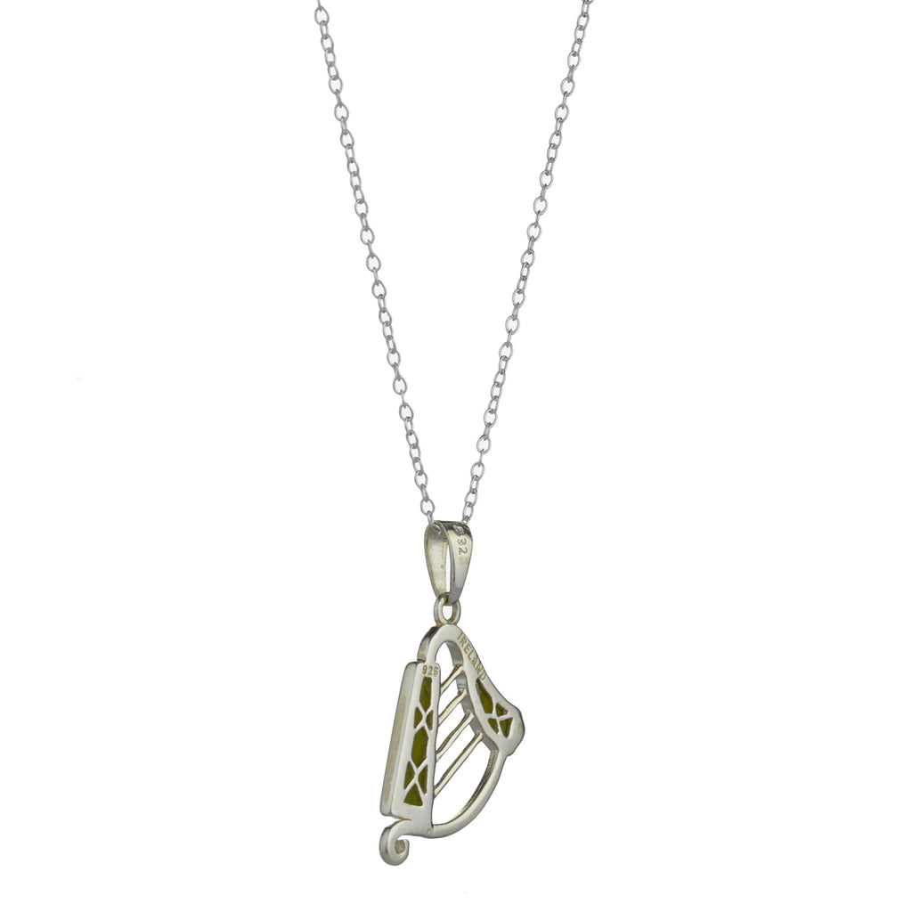 Harp Silver Connemara Marble Pendant
