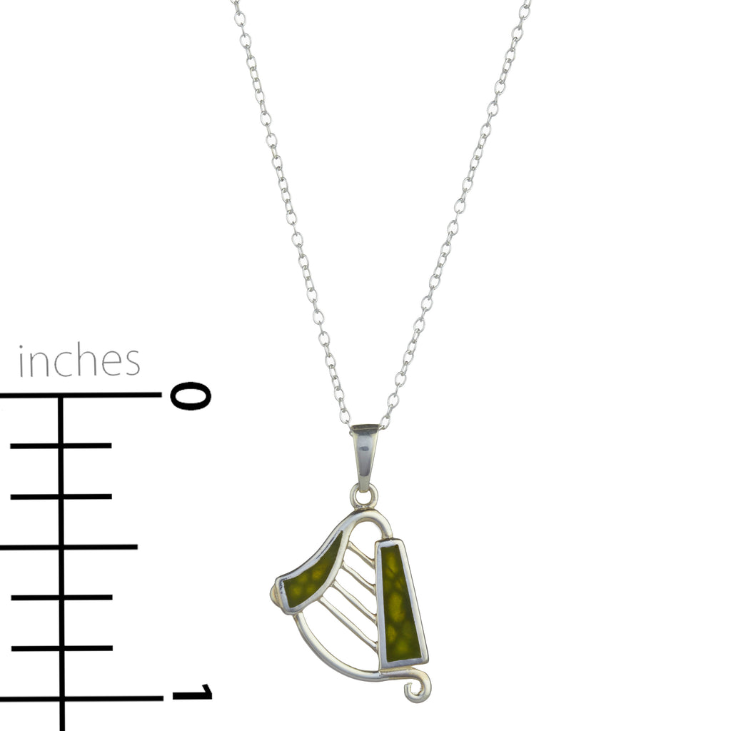 Harp Silver Connemara Marble Pendant