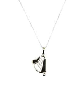 Harp Silver Connemara Marble Pendant