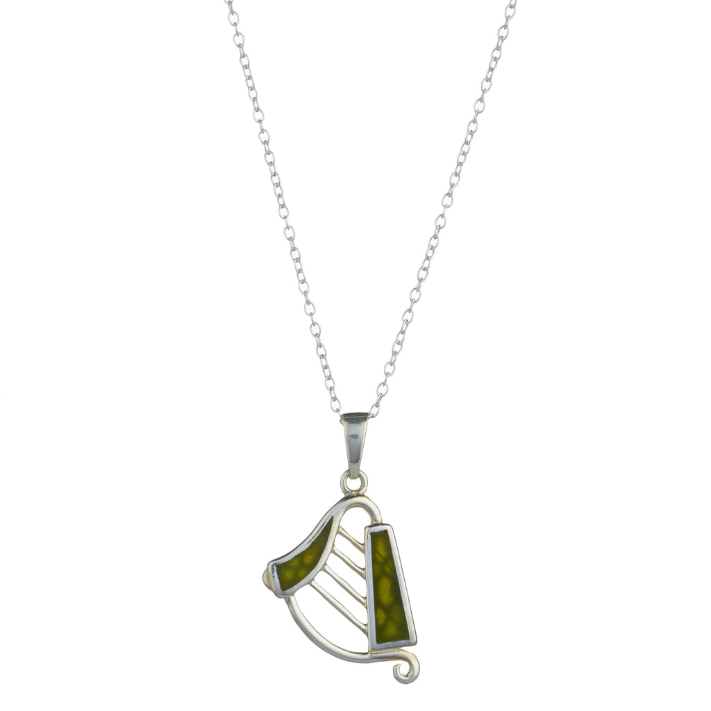 Harp Silver Connemara Marble Pendant