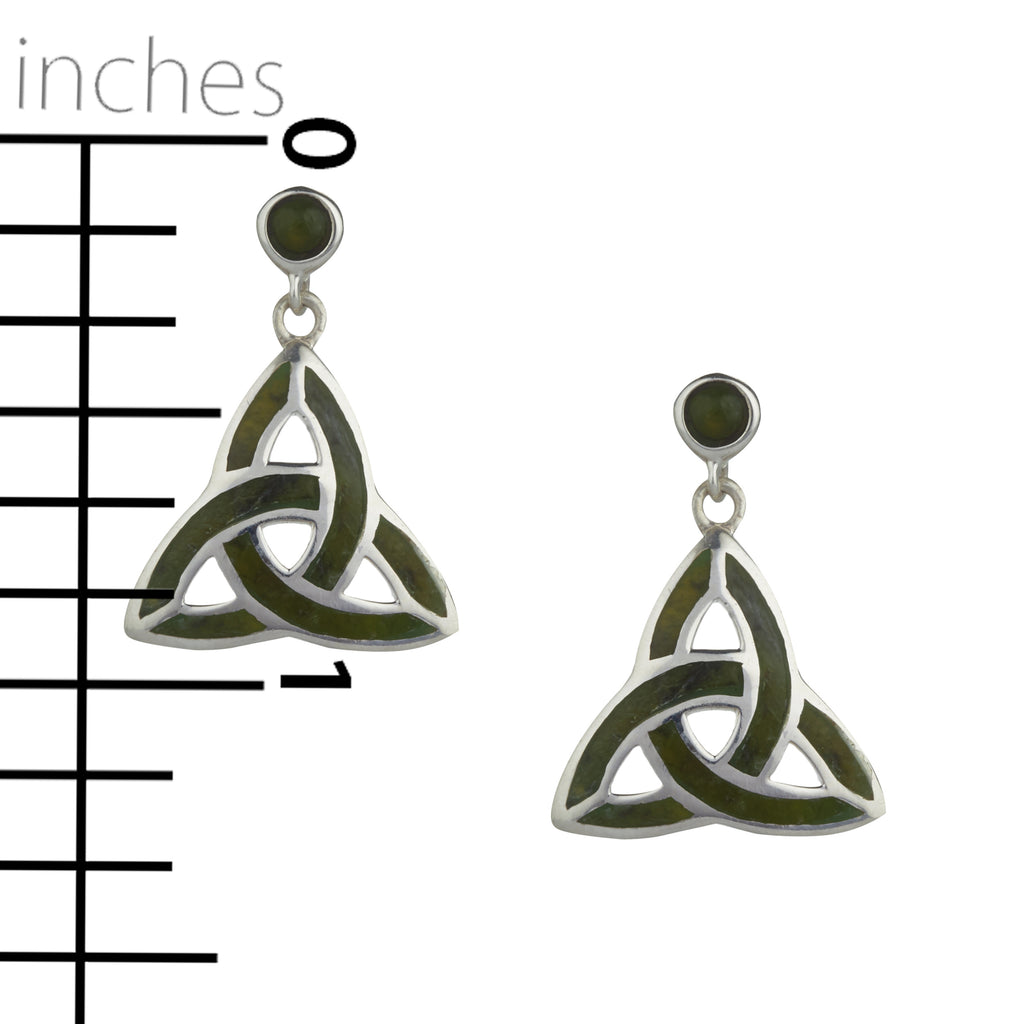 Trinity Knot Earrings For Women In Silver And Connemara Marble