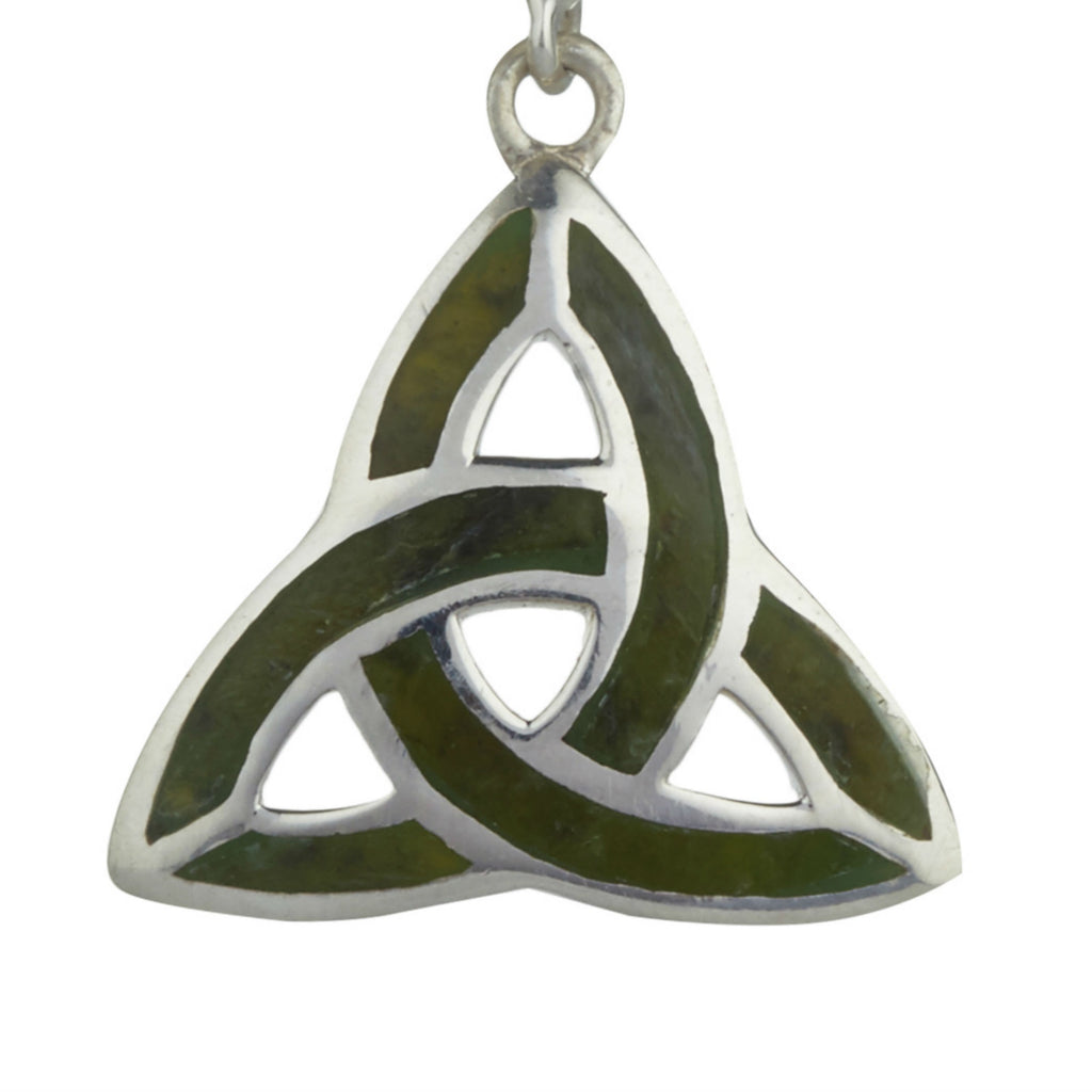 Trinity Knot Earrings For Women In Silver And Connemara Marble