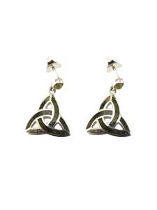 Trinity Knot Earrings For Women In Silver And Connemara Marble