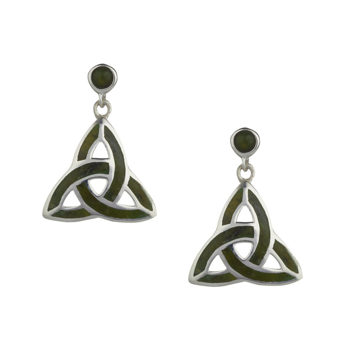 Trinity Knot Earrings For Women In Silver And Connemara Marble