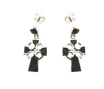 Celtic Cross Earrings Connemara Marble