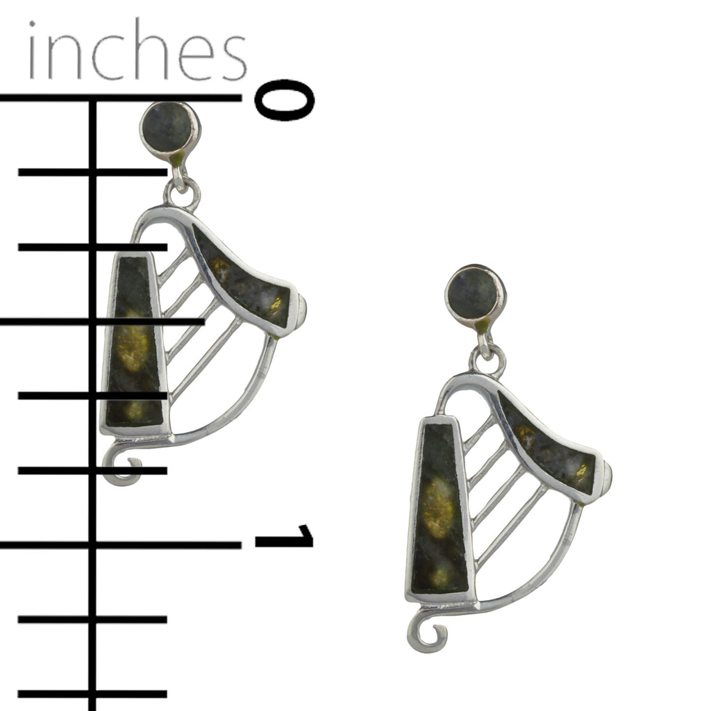 Harp Earrings Silver Connemara Marble