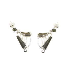 Harp Earrings Silver Connemara Marble