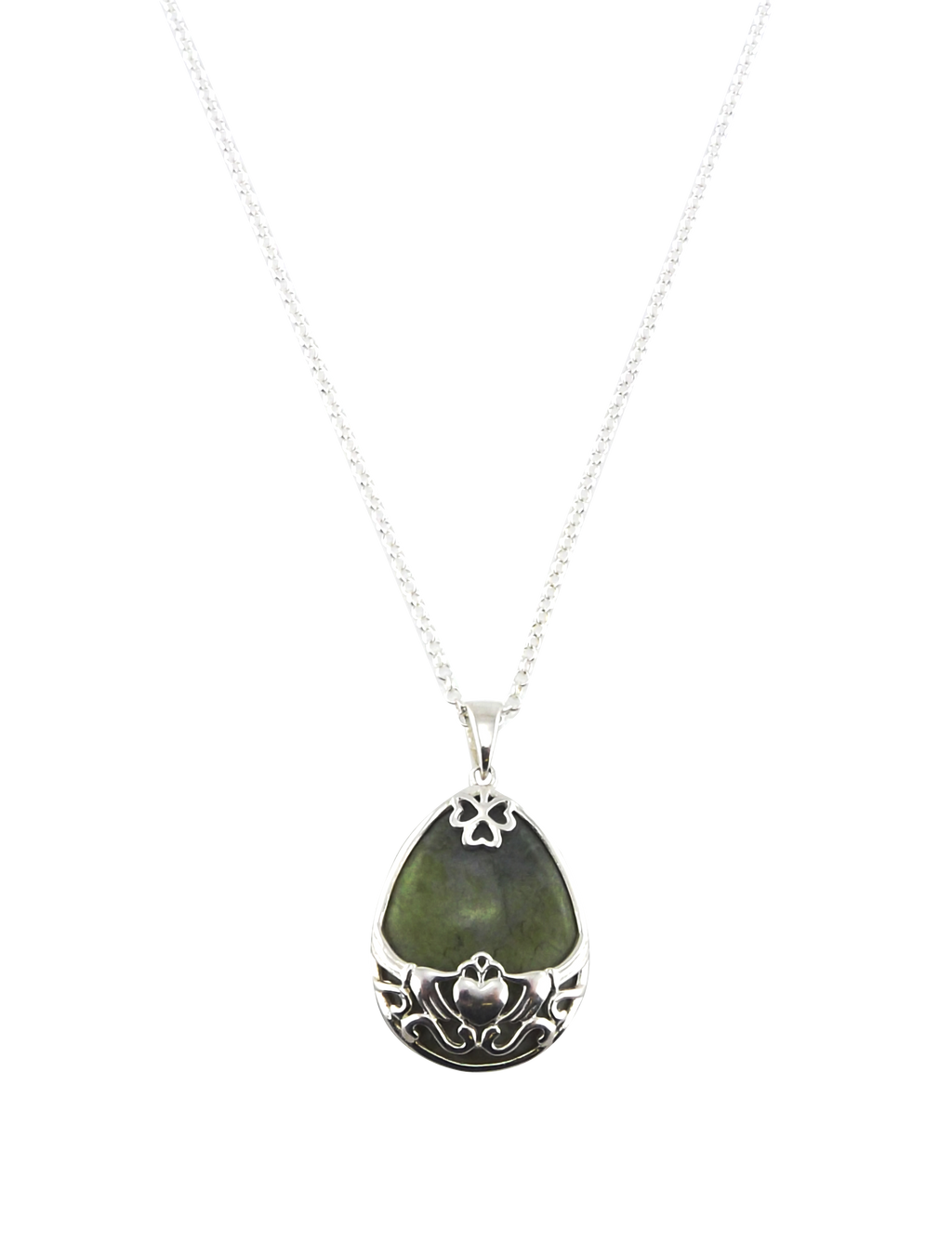 Claddagh Sterling Silver Connemara Marble Pendant