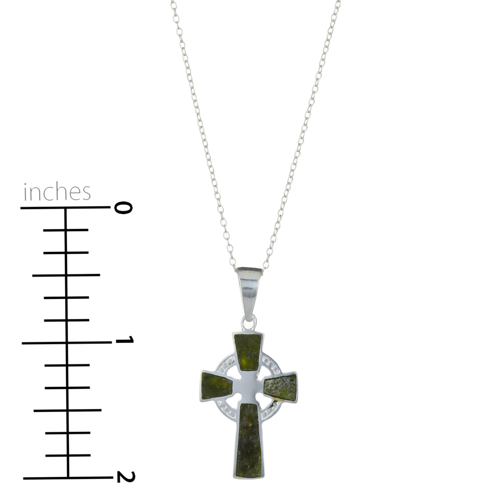 Celtic Cross Pendant, Sterling Silver Connemara Marble