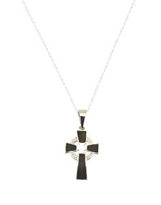 Celtic Cross Pendant, Sterling Silver Connemara Marble