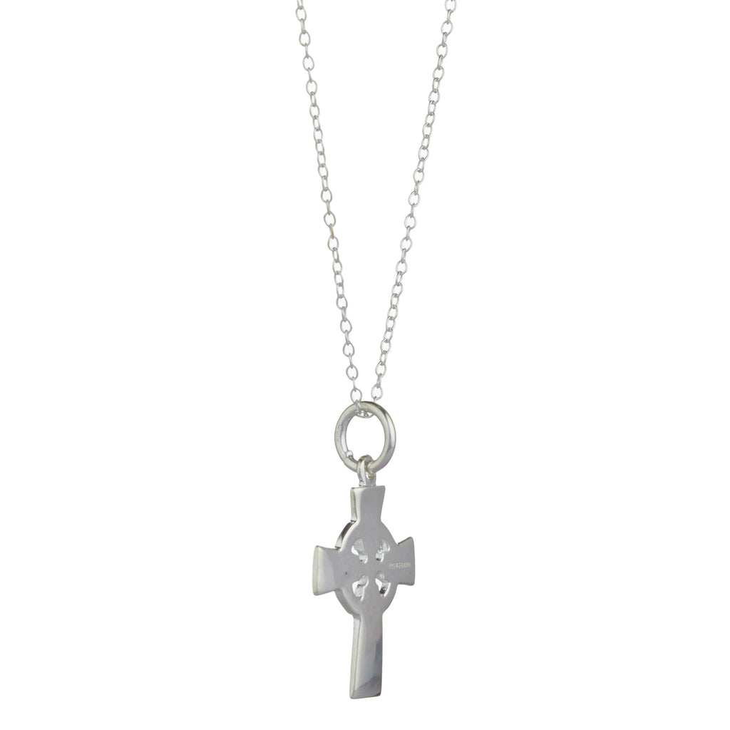 Celtic Cross Pendant, Sterling Silver Connemara Marble