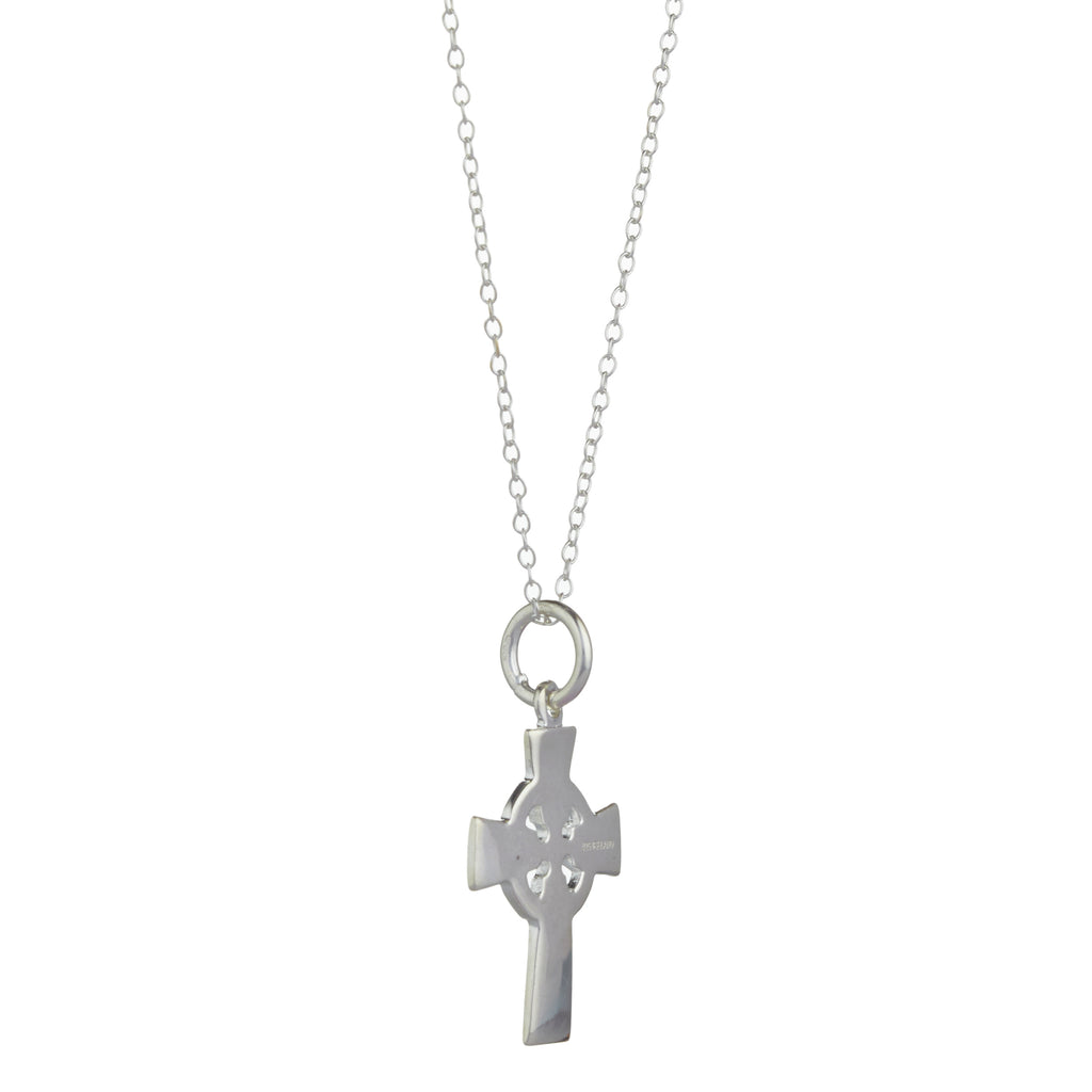 Celtic Cross Pendant, Sterling Silver Connemara Marble