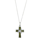 Celtic Cross Pendant, Sterling Silver Connemara Marble