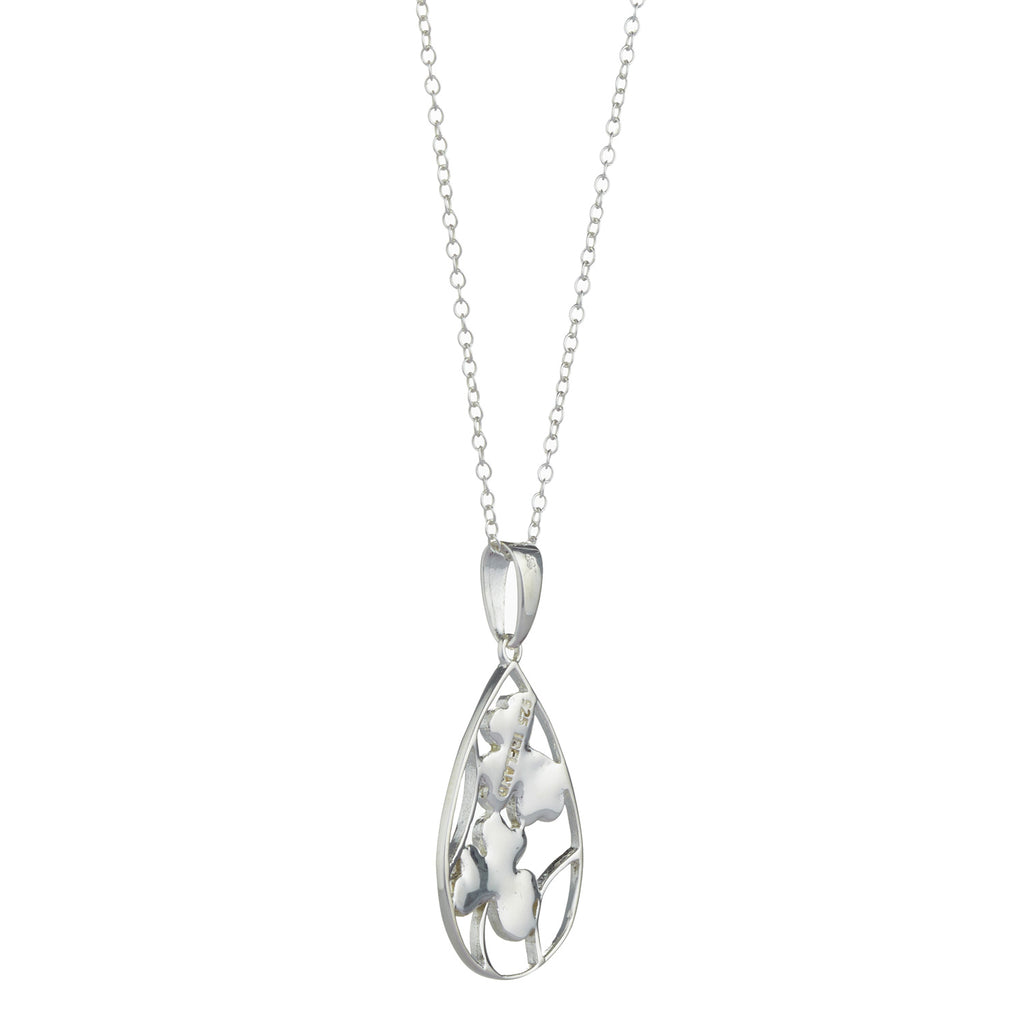 Shamrock spray Sterling Silver Connemara Marble Pendant
