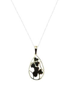 Shamrock spray Sterling Silver Connemara Marble Pendant