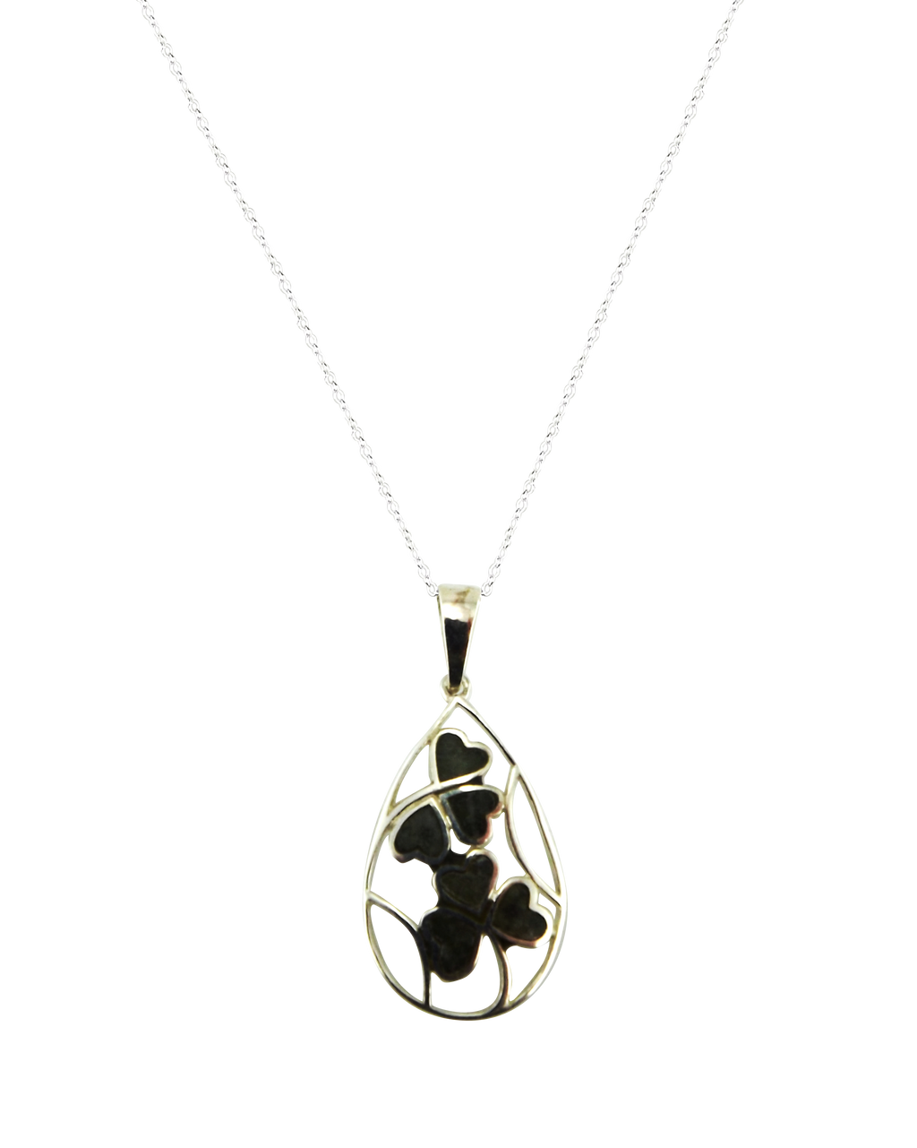 Shamrock spray Sterling Silver Connemara Marble Pendant