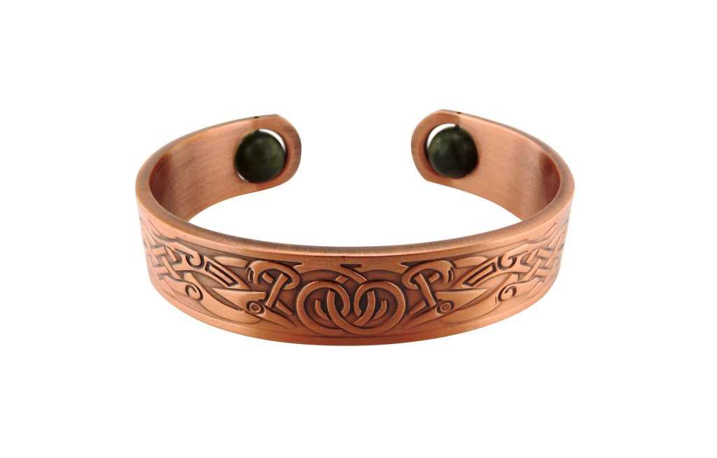 Celtic Copper Bangle with rotating Connemara Marble beads