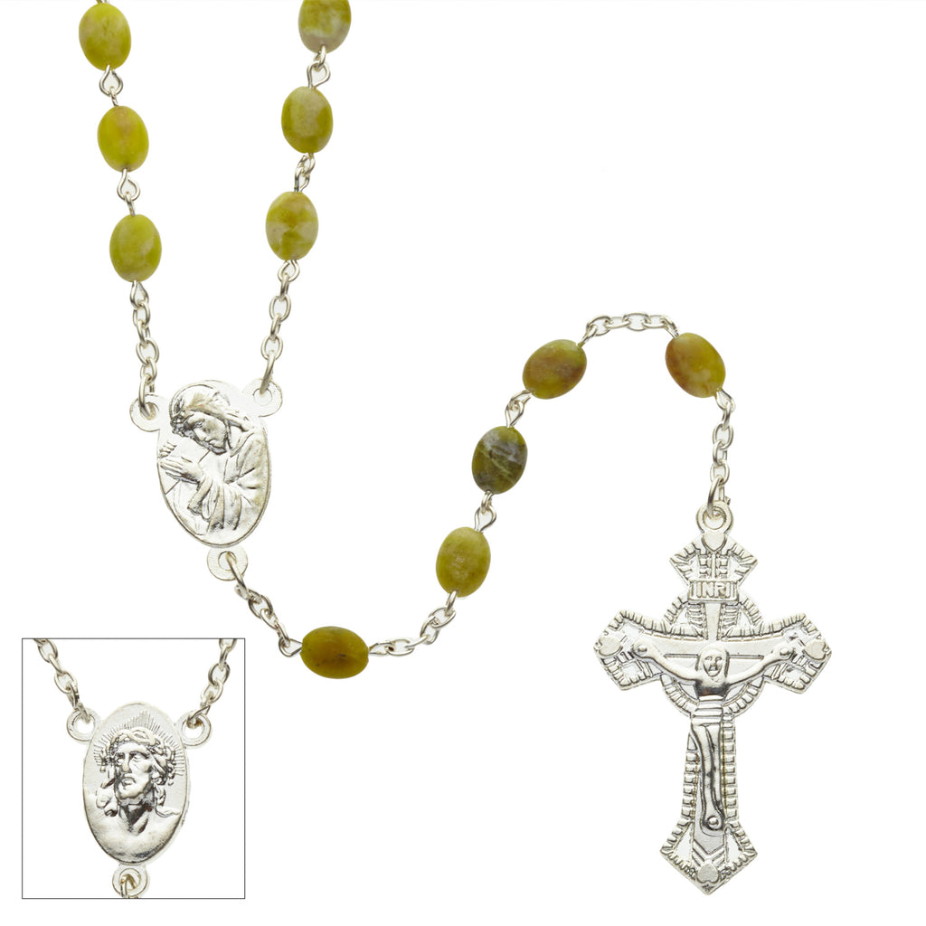 Connemara Marble Rosary, with Traditional 'West of Ireland' Crucifix Design