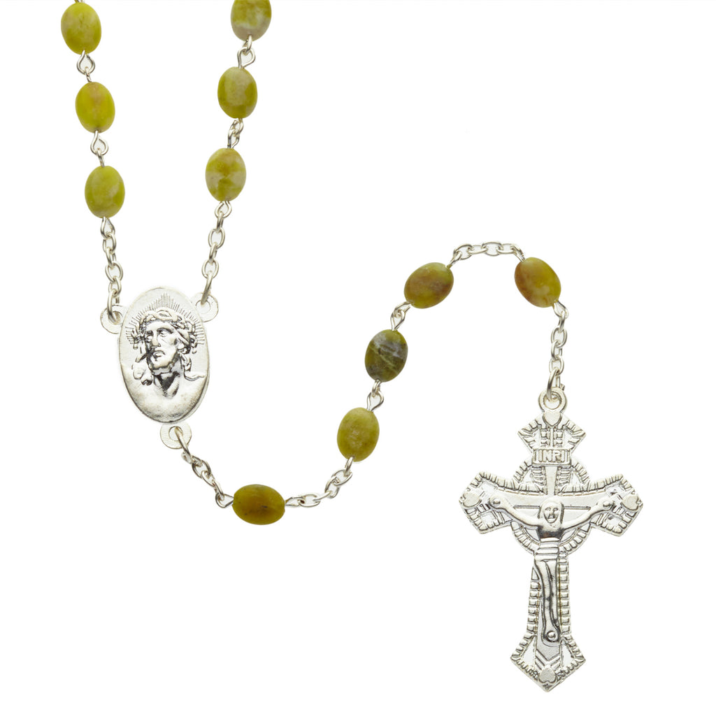 Connemara Marble Rosary, with Traditional 'West of Ireland' Crucifix Design