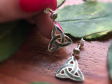 Trinity Knot Earrings For Women In Silver And Connemara Marble