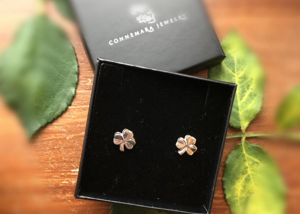 Shamrock Stud Earrings In Sterling Silver For Women