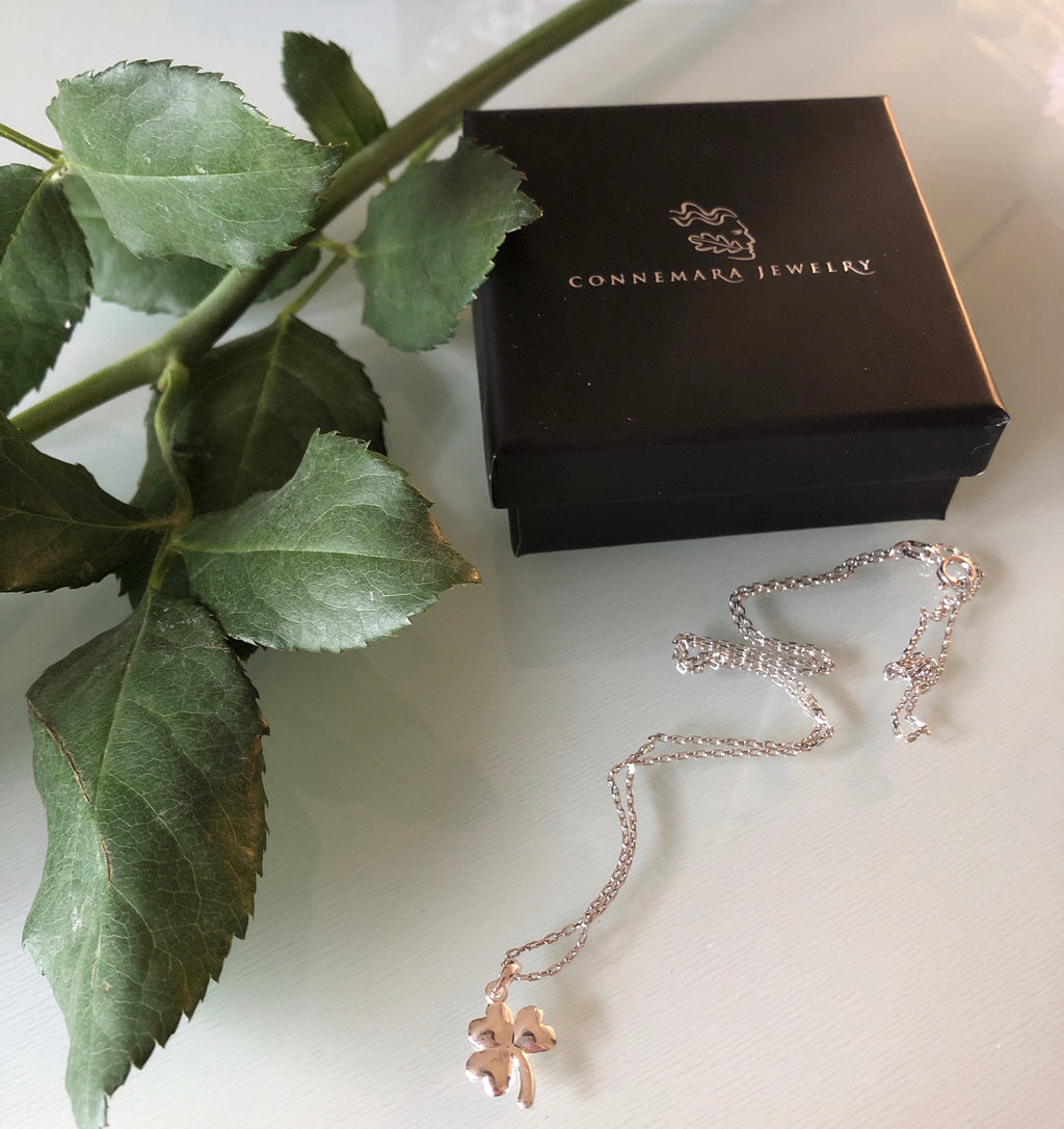 Shamrock Pendant in Sterling Silver with 18" Silver Chain