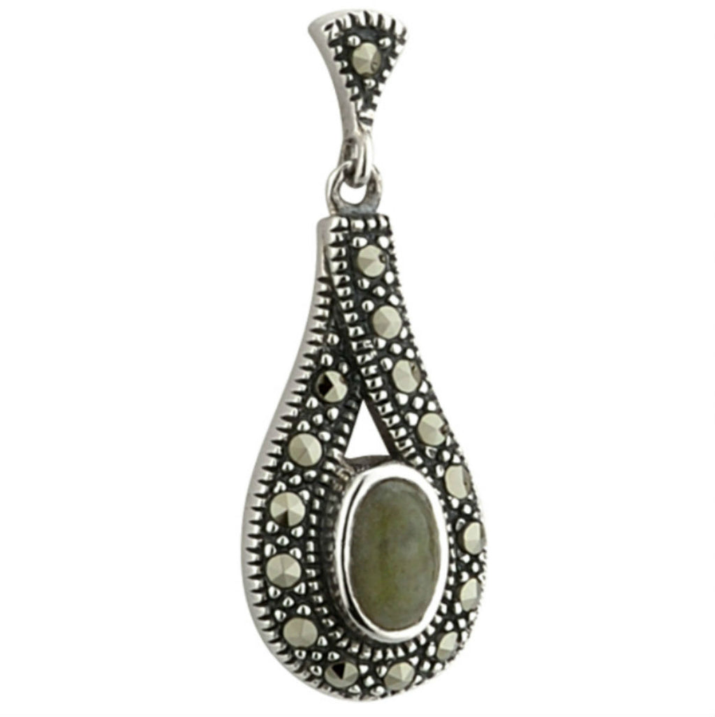 Connemara Marble Earrings For Women In Silver and Marcasite