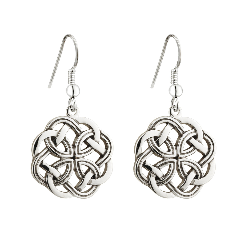 Celtic Knot Earrings, Rhodium Plated
