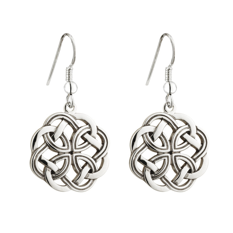 Celtic Knot Earrings, Rhodium Plated