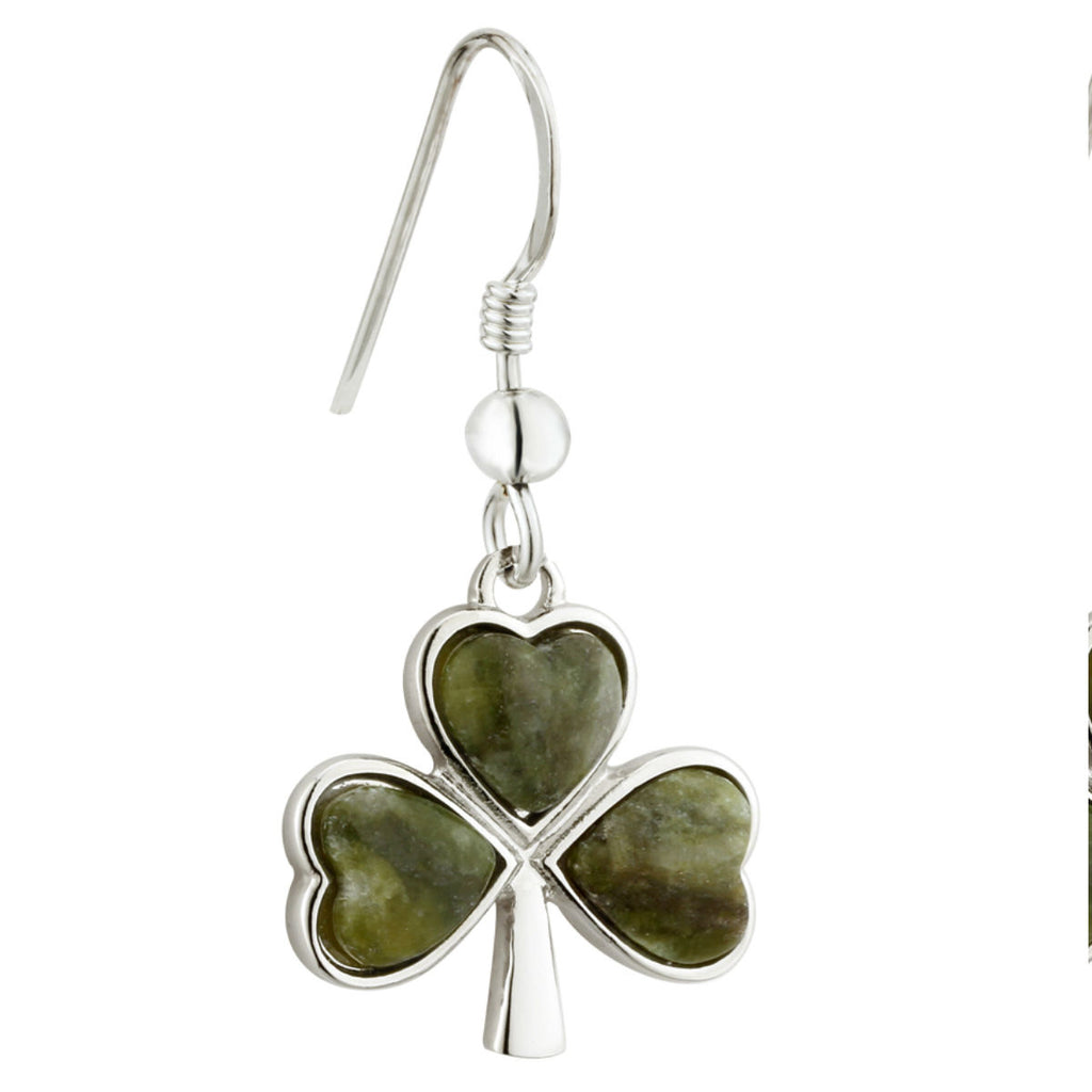 Shamrock Earrings For Women With Connemara Marble