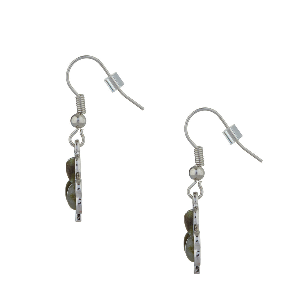 Shamrock Earrings For Women With Connemara Marble