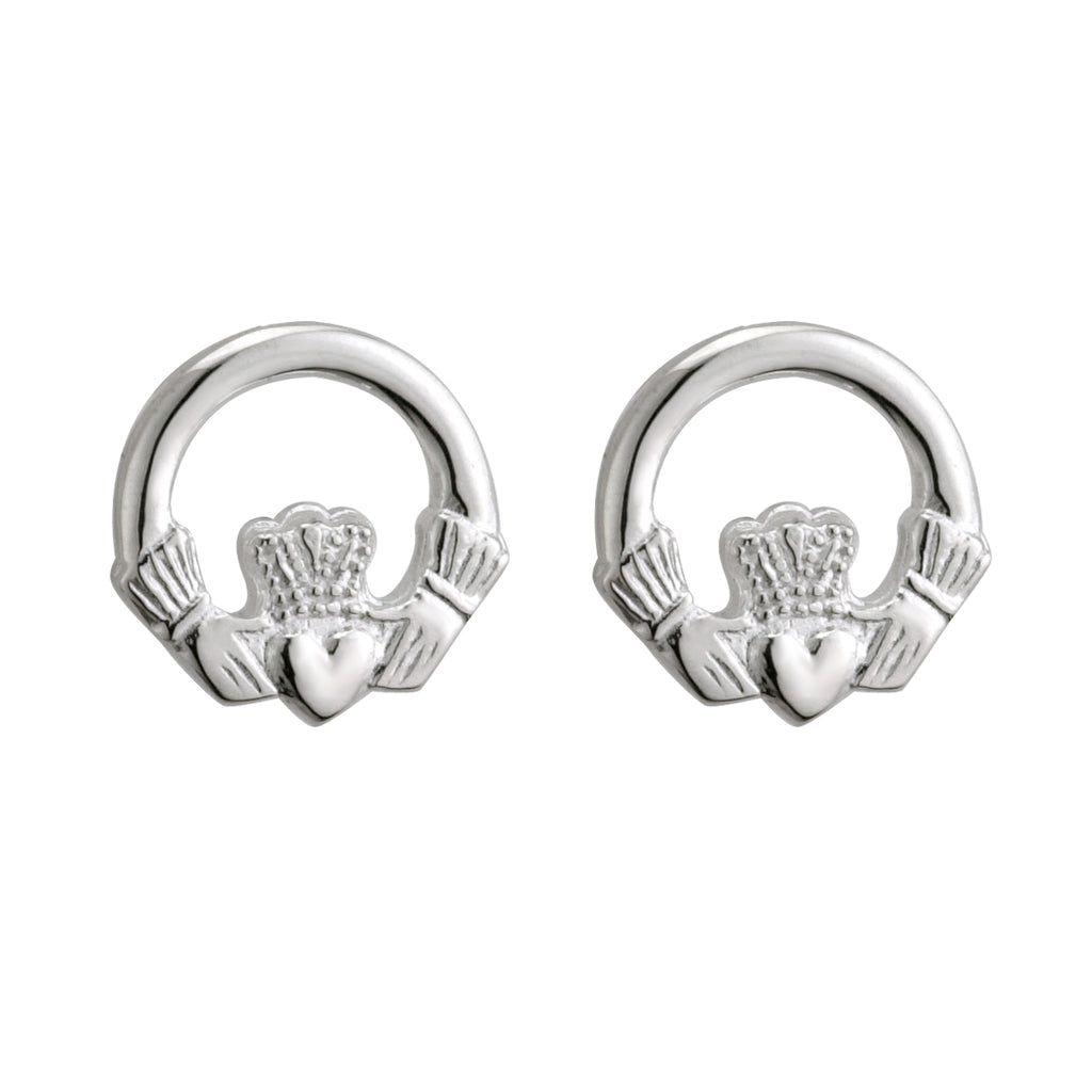 Claddagh Earrings For Women Silver Stud-Post Style