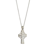 Celtic Cross Sterling Silver with Irish Connemara Green Marble Pendant with 18 Inch Silver Chain