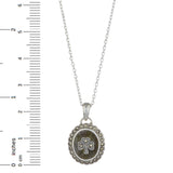 Shamrock with Marcasite and Connemara Marble Oval Pendant with 18" Silver Chain