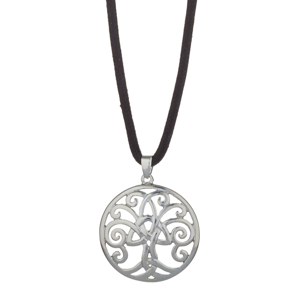 Tree of Life Necklace Rhodium Plated Non Precious Metal with 19 Cotton Cord
