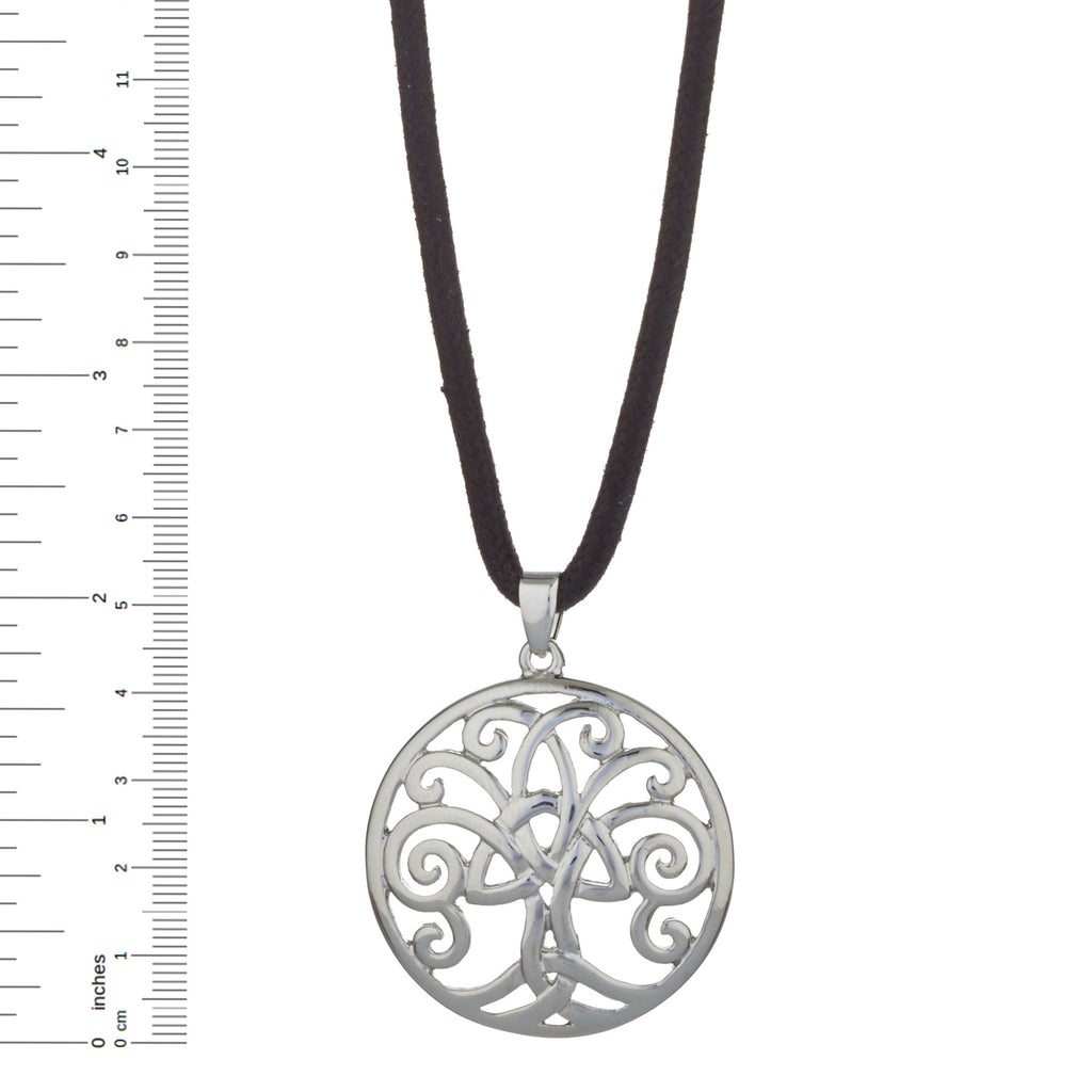 Tree of Life Necklace Rhodium Plated Non Precious Metal with 19 Cotton Cord