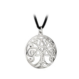 Tree of Life Necklace Rhodium Plated Non Precious Metal with 19 Cotton Cord