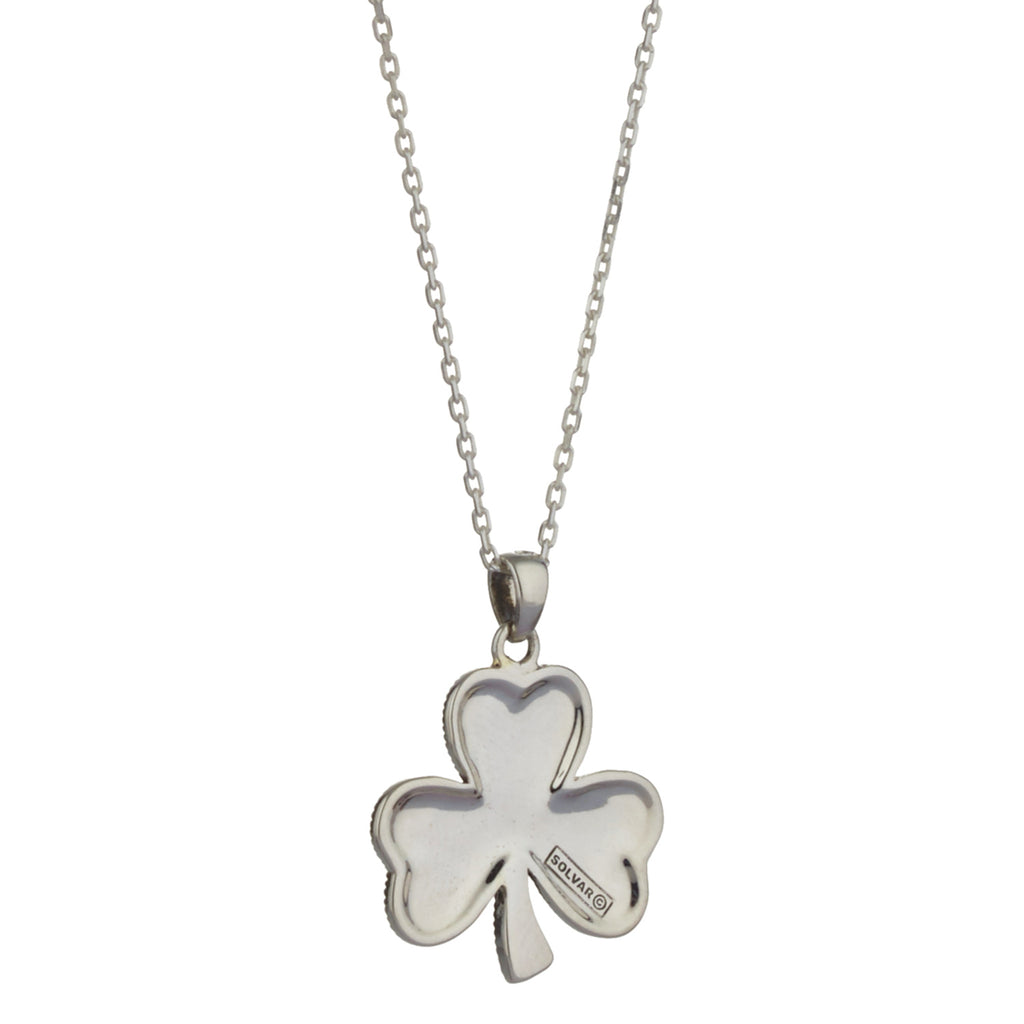 Shamrock Sterling Silver Pendant with Irish Connemara Green Marble