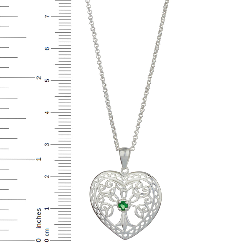 Tree of Life Sterling Silver Heart Pendant with 18" Silver Chain