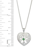Tree of Life Sterling Silver Heart Pendant with 18" Silver Chain