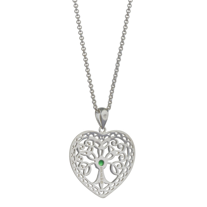 Tree of Life Sterling Silver Heart Pendant with 18" Silver Chain