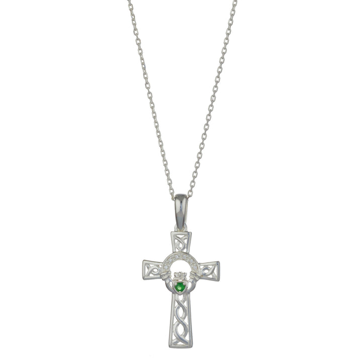 Silver & Gold Claddagh Celtic Cross Necklace - CladdaghRings.com