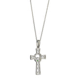 Celtic Cross Pendant Silver incorporating Claddagh Necklace Design,18" Silver Chain