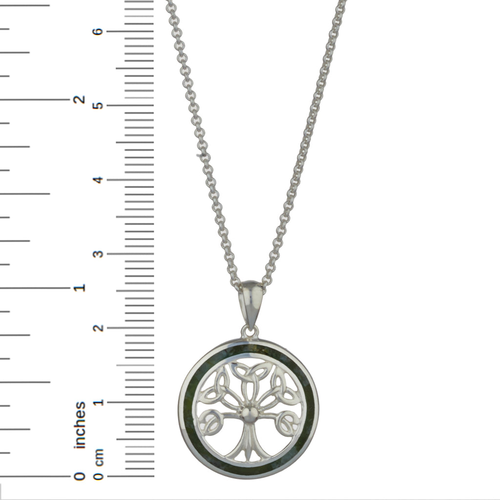 Tree of Life Pendant Sterling Silver & Connemara Marble with 18" Silver Chain